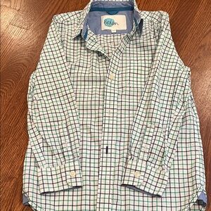 Boden Blue & Green Windowpane Cotton Button-Down Shirt